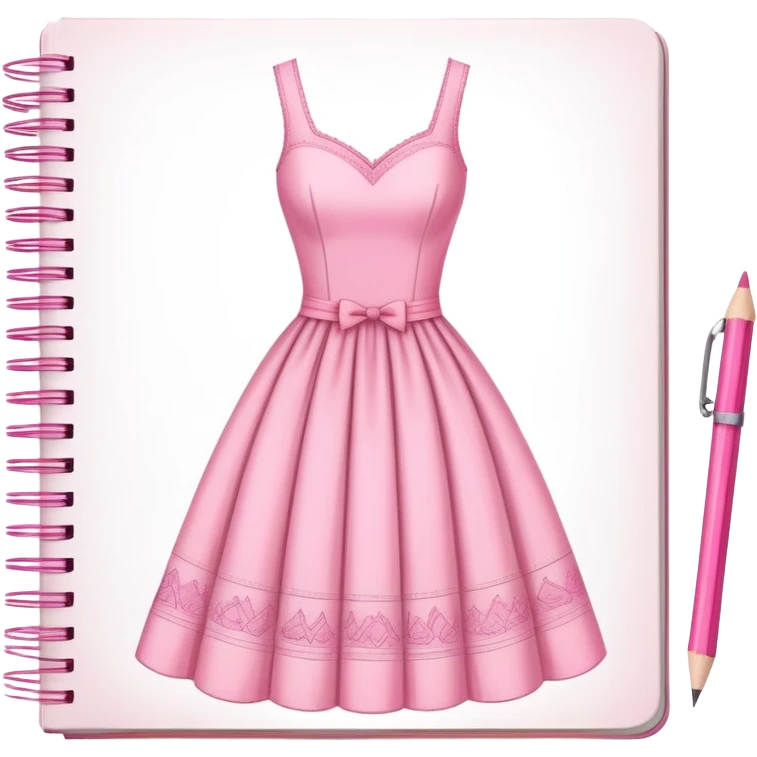sketchbook with dress drawings in pink  emoji