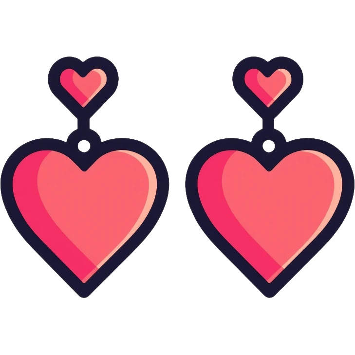 cute heart-shaped earrings with decorative elements emoji