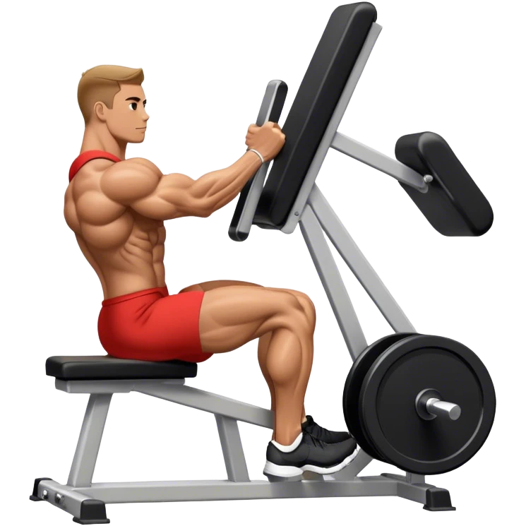 side-view bodybuilder seated weighted calf-raise machine lower leg exercise emoji
