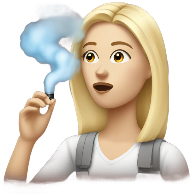 Blonde girl hitting vape emoji