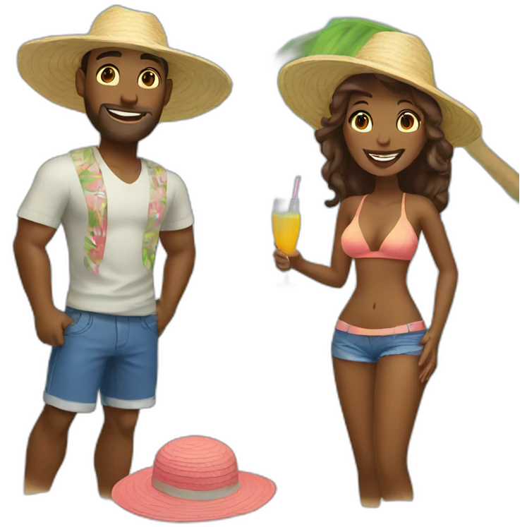 beach vacation couple emoji