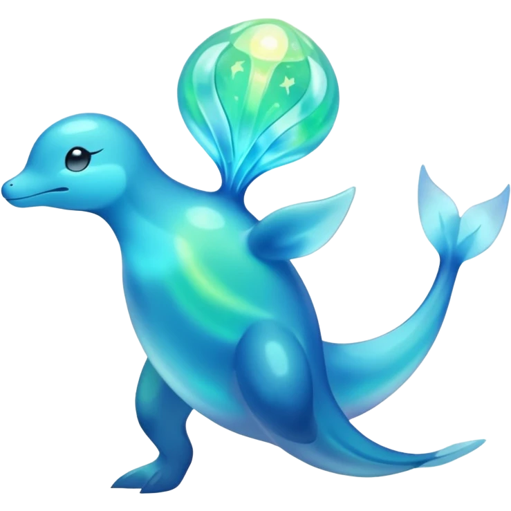 Shiny Glowing Bioluminescent Translucent Luminescent ET-Amaura-Aurora-Gible-Purloin-Pokémon (full body) emoji