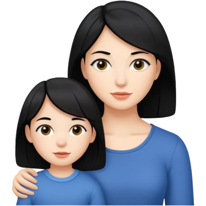 black haird one mom with one daughter emoji