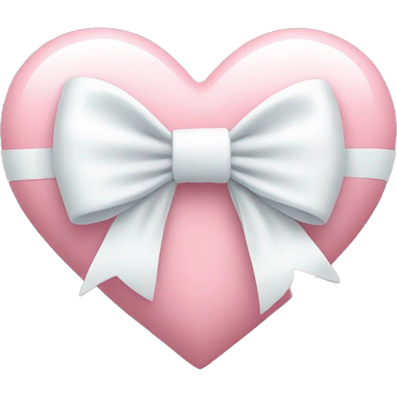 Pastel pink heart with white bow emoji
