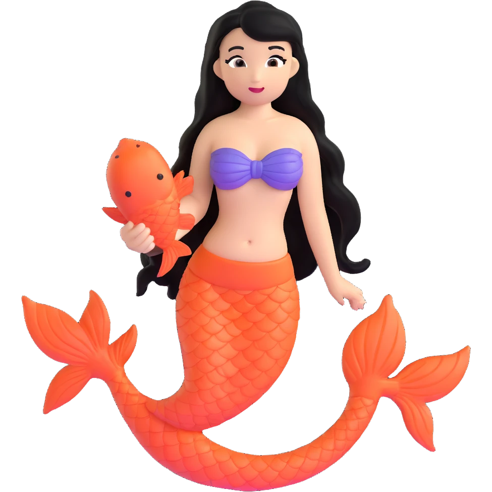 koi mermaid with tanned skin and long black hair emoji