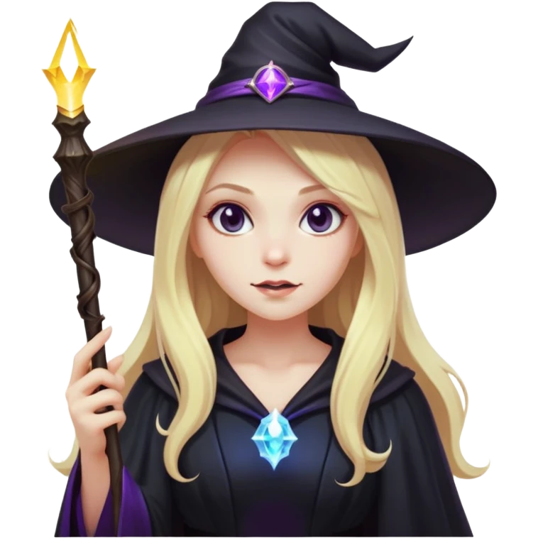 dark witch girl with long blonde hair and magic light stick  emoji