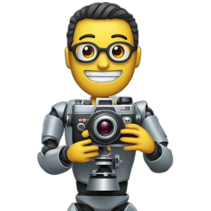 robot director holding a film camera emoji
