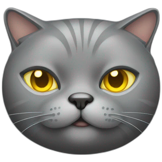 Grey Fat cat with yellow eyes emoji