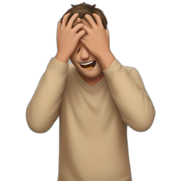 man hiding his face using hands, overwhelmed emoji