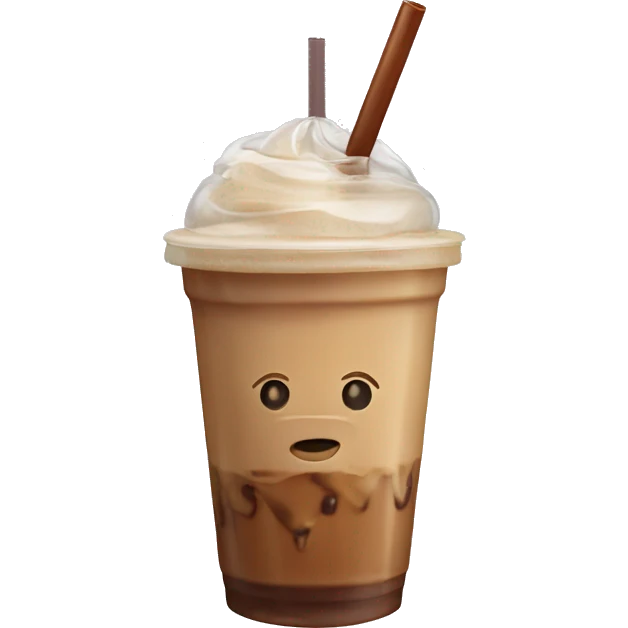 Iced latte in a to go cup with a straw emoji