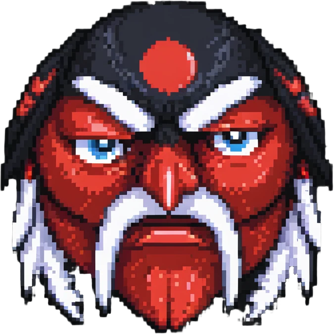 tengu's face crying, pixel art style, no background, just the face emoji