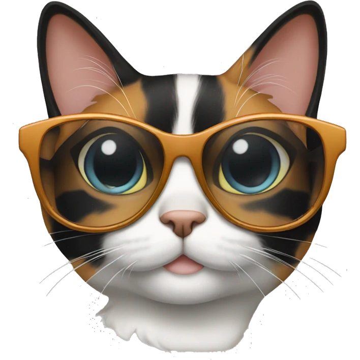 female calico Cat with sunglasses emoji