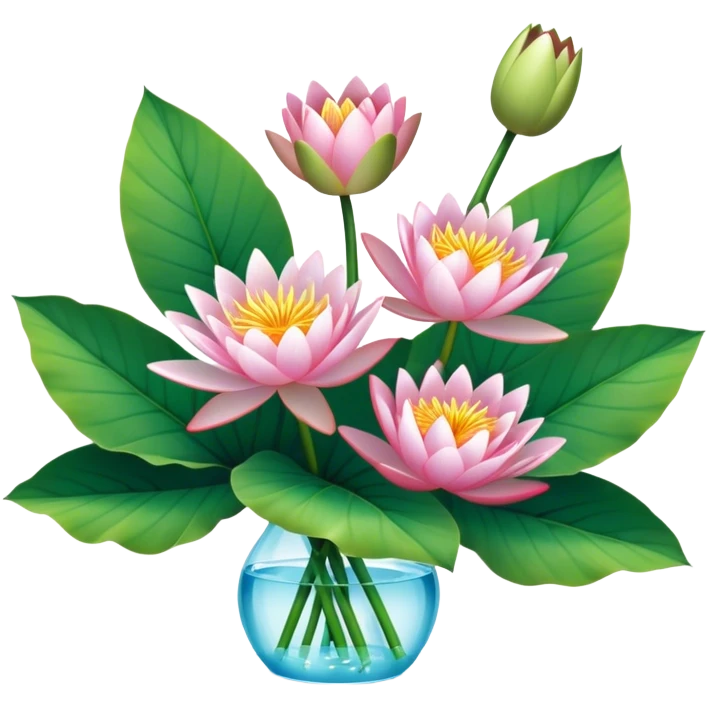 big bouquet Water Lily, stem, Water Lily leaf emoji