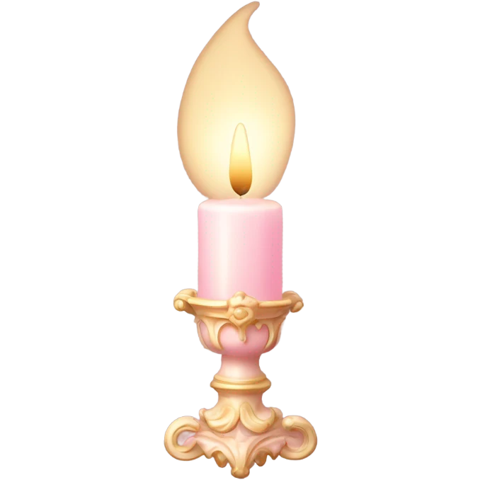 light pink candler with a faint candlelight, Rococo style emoji
