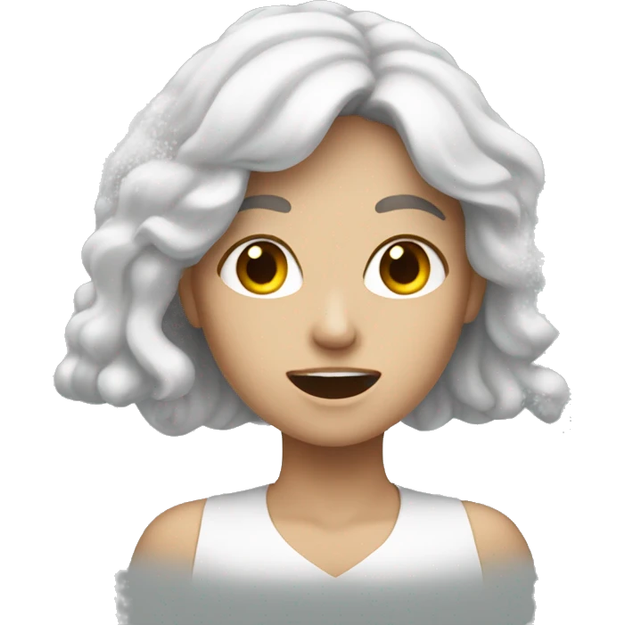 White Lady brown hair throwing salt emoji