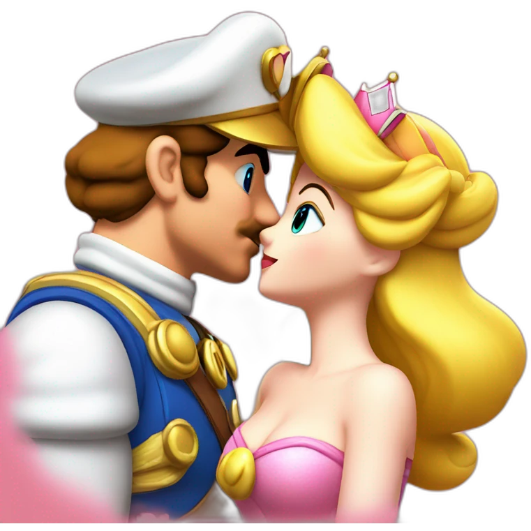 Princess Peach kisses Super Mario emoji
