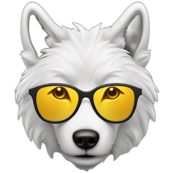 Loup blanc avec lunettes de soleil emoji