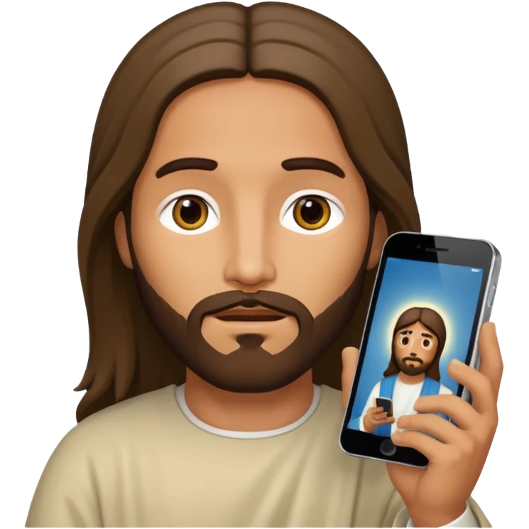 Jésus sur son téléphone emoji