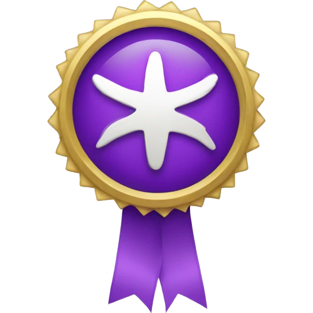 purple award badge with checkmark emoji