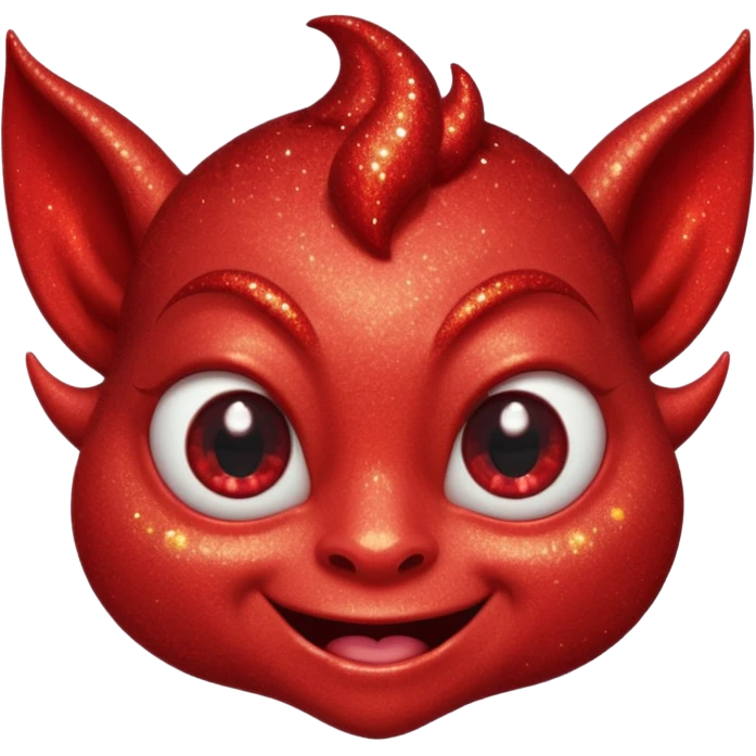 red glitter imp happy winking an eye emoji