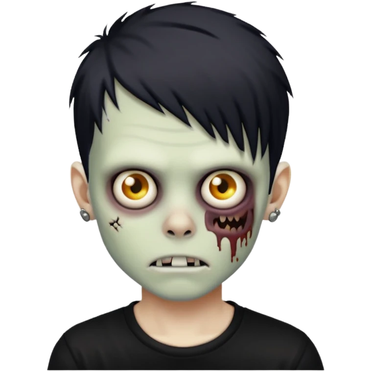 zombie boy with piercings emo hair and black shirt emoji