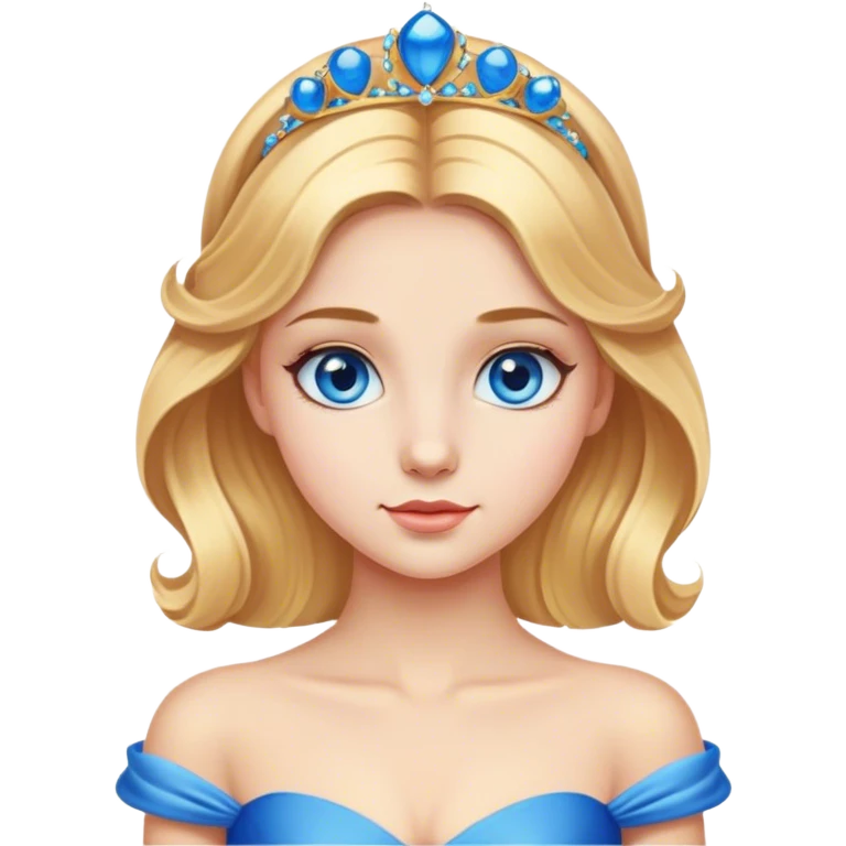 Cinematic Realistic Comical Cinderella Portrait, with every detail rendered realistically—from the soft, smooth texture of her fair skin to her artfully styled golden-blonde hair. Her bright blue eyes are wide with playful disbelief, and her expression carries a touch of whimsical humor while retaining elegant poise. Her classic ball gown, detailed with rich fabric textures and natural shadows, catches the light in a way that blends refined beauty with a hint of cheeky mischief, creating a striking, lifelike portrayal. emoji