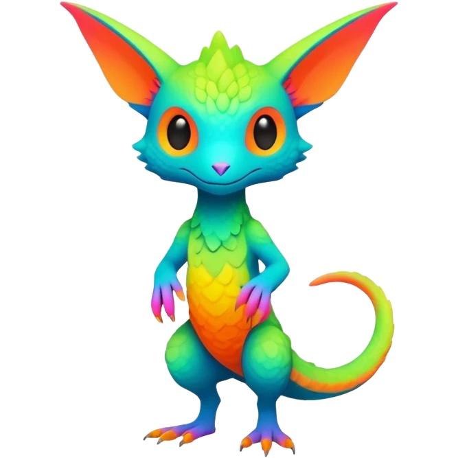 lush vibrant-colored colorful neon-colored Fakémon-Trico-creature (full body) emoji
