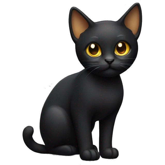 Small sleek black cat full body golden eyes with ear tufts emoji