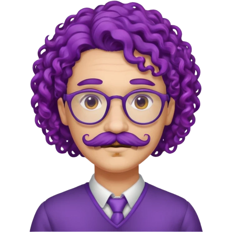 mustached curly purple haired earringed dpectacled emoji