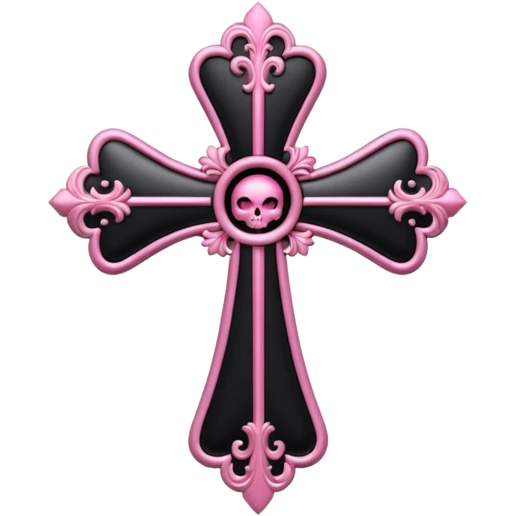 realistic 3d soft cute black pink goth cross , no woman emoji