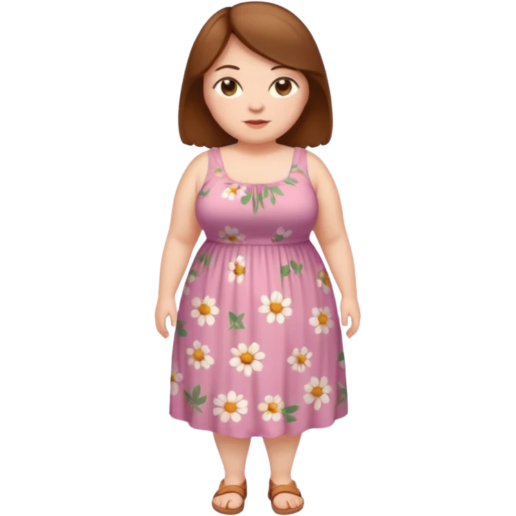 Fat white woman. Full body. Brown hair emoji