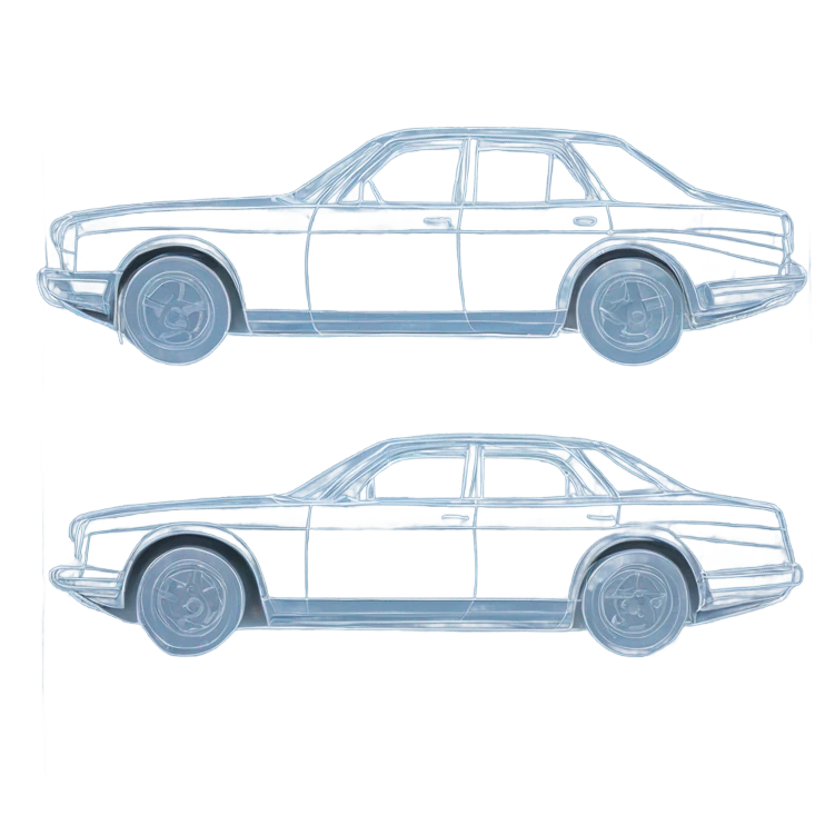 outline of a car in blueprint drawing emoji