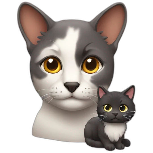 An Aussie with a cat in its moith emoji