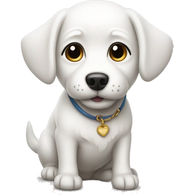 White little dog, with emoji