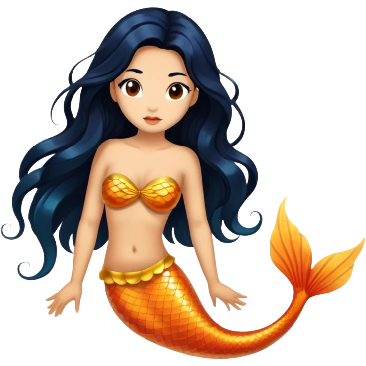 koi mermaid with tanned skin and long black hair emoji