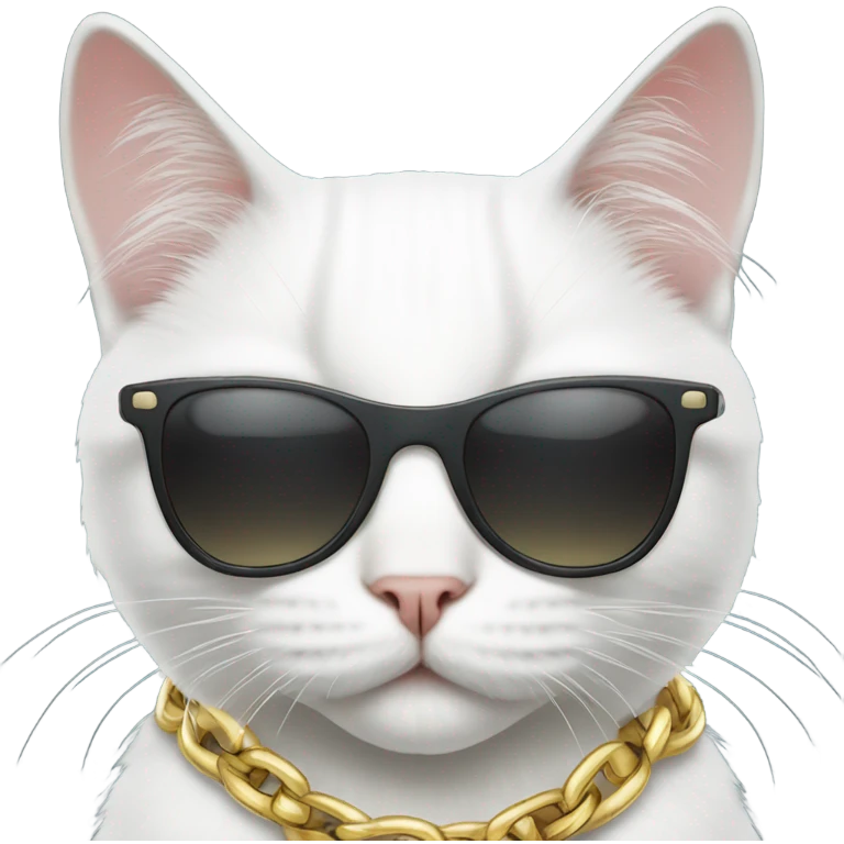 white cat wearing sunglasses and gangster chain  emoji