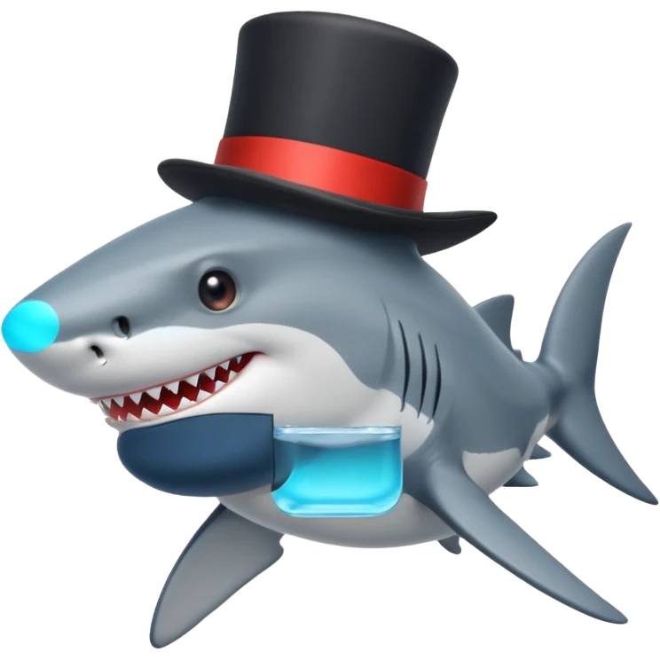 Shark with a top hat emoji