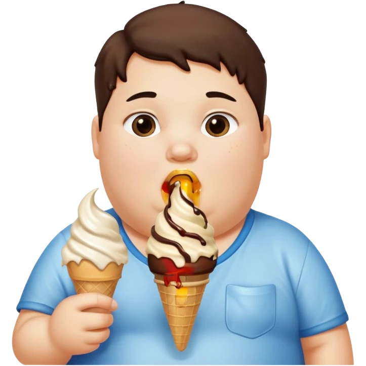 An obese kid eating ice cream emoji