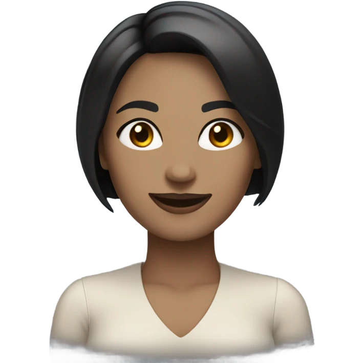 woman with pale, light tone skin with black bob haircut smiling emoji