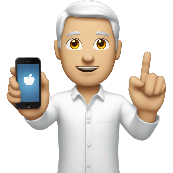 iPhone in a white man's hand emoji