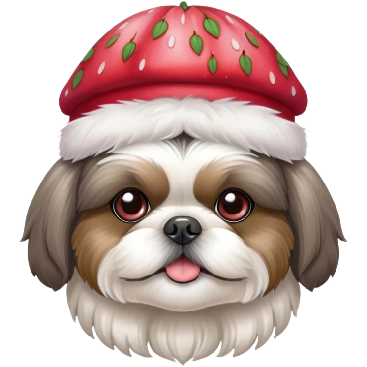 shihtzu grey and white with strawberry hat  emoji