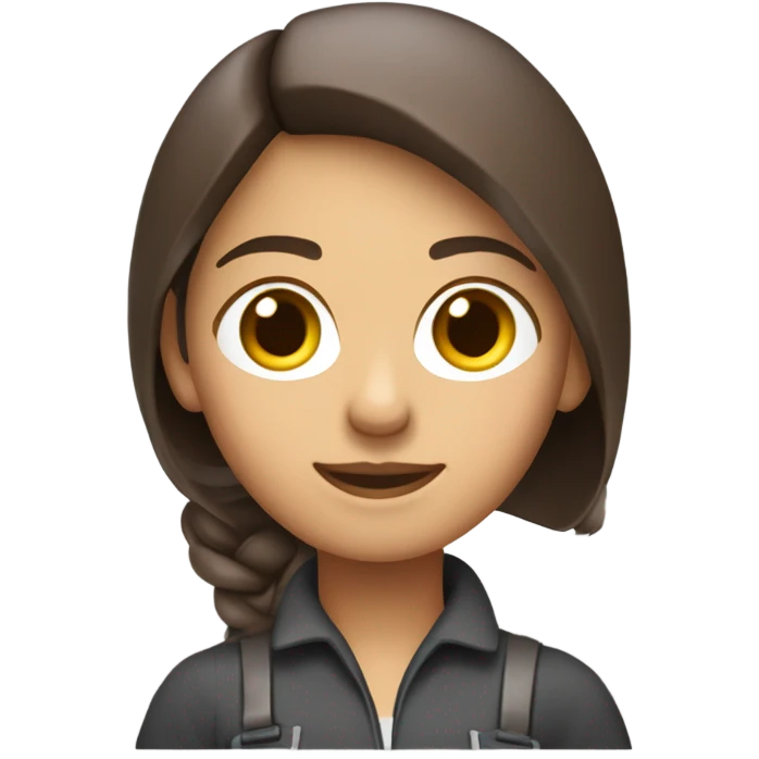 ingeniera civil mujer con piel blanca, cabello lacio y marron y con casco rosado emoji