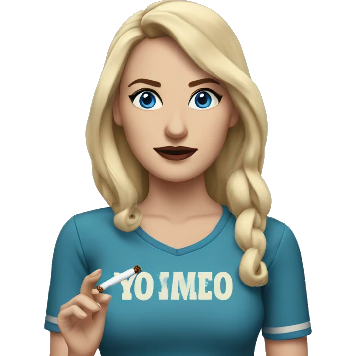 Beth from Yellowstone smoking a cigarette blue eyes emoji