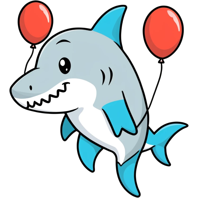 Tiburón con globos de cumpleaños  emoji