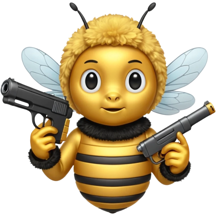 bee emoji with gun emoji