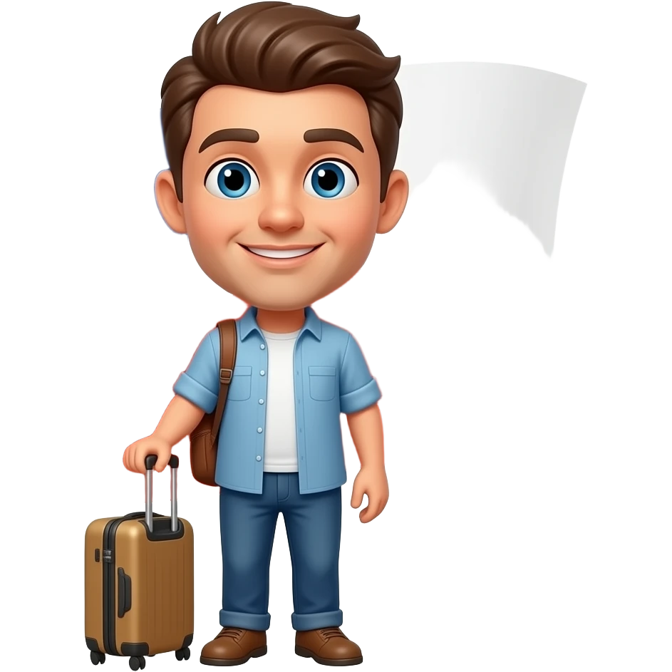 Hombre viajo con bandera de chile atras emoji