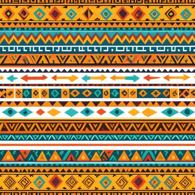 Mixtec pattern with geometric symbols and bright colors emoji