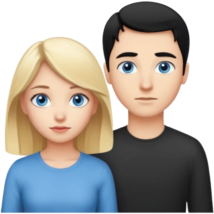 Pretty blonde girl with blue eyes bent over and guy with black hair standing behind her emoji
