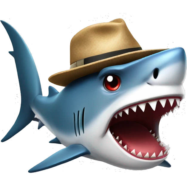 Angry shark wth hat emoji