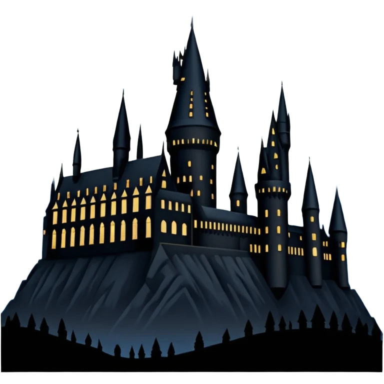 silhouette Hogwarts castle on a starry night emoji